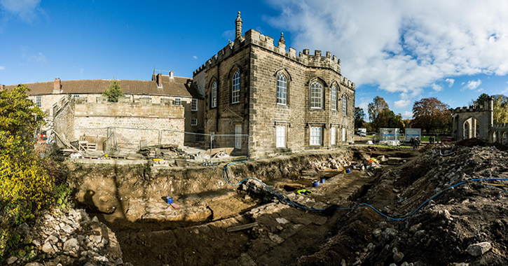 The site of an archaeological excavation of Bishop Antony Bek’s Chapel at Auckland Castle, Bishop Auckland.